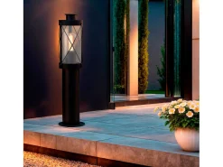 Ledkia Iluminación Exterior-Baliza Exterior Superficie Pie 50cm Acero Inoxidable Gedja Negro