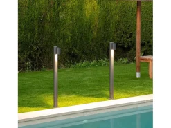 Ledkia Iluminación Exterior-Baliza Exterior Superficie Pie 90cm Acero Inoxidable Stone Antracita Transparente
