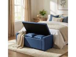 AHD Banco con almacenamiento de tela para dormitorio y recibidor Merak - Marino Azul Hot