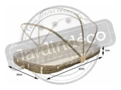 Aubry Gaspard Bandeja de bambú con campana de malla sintética Longitud 45cm Color natural claro Outlet