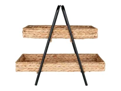 Hot House Nordic Bandeja de jacinto de agua y metal en y madera 42 x 23 x 43.5 cm Negro