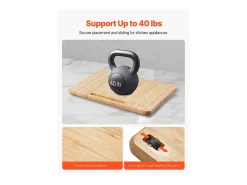 Clearance Bandeja Deslizante SucceBuy para Aparatos de Cocina, 26,7 x 33 cm, Tabla Móvil para Cafetera, Pequeños Electrodomésticos de Cocina, Color Madera Color natural claro