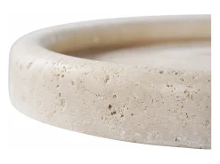 New ebuy24 Bandeja redonda de travertino natural Ø 25,5 cm Beige