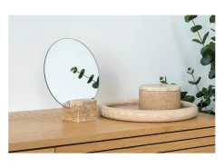 New ebuy24 Bandeja redonda de travertino natural Ø 25,5 cm Beige
