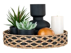 House Nordic Bandeja redonda en Sea Black and Brown Rush Ø 38 cm Marru00f3n Hot