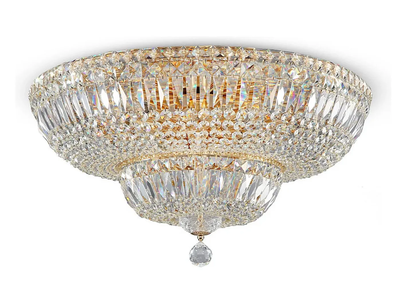Maytoni Plafón-Basfor Lámpara de Techo Semi Empotrada Oro Antiguo & Cristal, 16 Luces, E14 Dorado