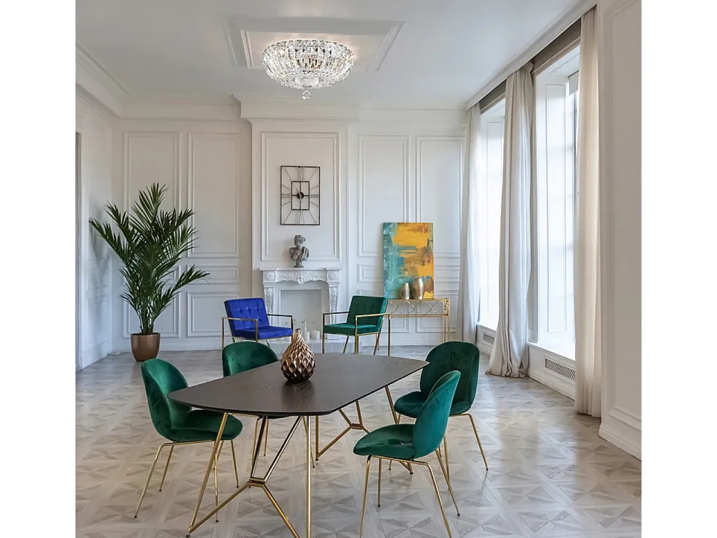 Maytoni Plafón-Basfor Plafón Semi Empotrado Níquel Antiguo & Cristal, 3 Luces, E14 Gris