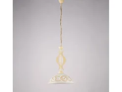 Bilbao - Lámpara de hierro lacado en con decoración. Efecto decapé y difusor de cristal d. 30 blanco y ámbar 1 luz 104 - Ø30 Marfil Clearance