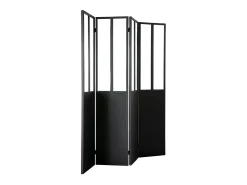 Miliboo Biombo-Biombo 4 paneles en metal y cristal RACK Negro