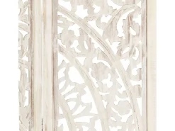 Hot vidaxl Biombo 3 paneles tallado a mano madera mango 120x165 cm Blanco