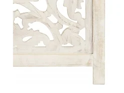 Hot vidaxl Biombo 3 paneles tallado a mano madera mango 120x165 cm Blanco