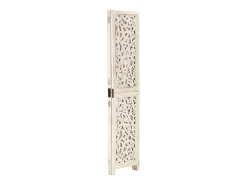 Hot vidaxl Biombo 3 paneles tallado a mano madera mango 120x165 cm Blanco