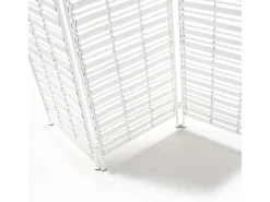 Les Tendances Biombo de 3 hojas de mimbre y metal Blanco Sale