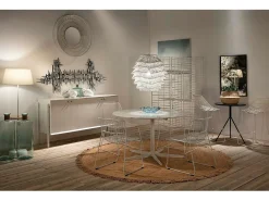 Les Tendances Biombo de 3 hojas de mimbre y metal Blanco Sale