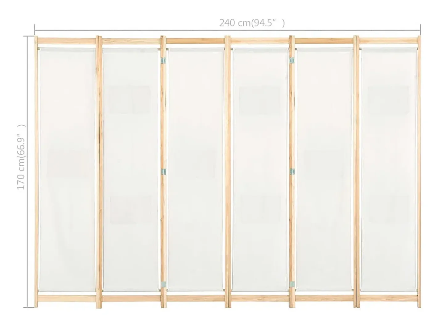 Clearance Biombo de 6 paneles 240 x 170 x 4 cm Tela Crema