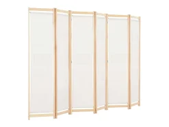 Clearance Biombo de 6 paneles 240 x 170 x 4 cm Tela Crema