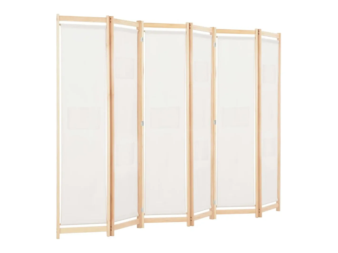 Clearance Biombo de 6 paneles 240 x 170 x 4 cm Tela Crema