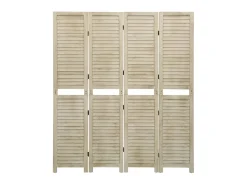 Biombo de 4 paneles de madera maciza de paulownia 140x165 cm ES548118 Marru00f3n Online