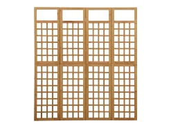 Biombo de 4 paneles de madera maciza de pino, 161 x 180 cm Marru00f3n
