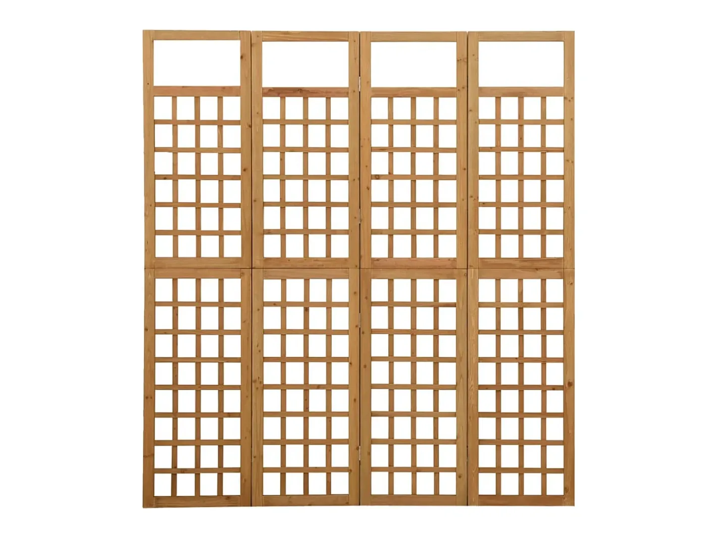 Biombo de 4 paneles de madera maciza de pino, 161 x 180 cm Marru00f3n
