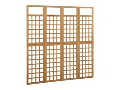 Biombo de 4 paneles de madera maciza de pino, 161 x 180 cm Marru00f3n