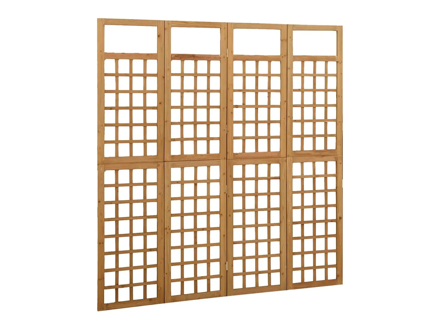 Biombo de 4 paneles de madera maciza de pino, 161 x 180 cm Marru00f3n