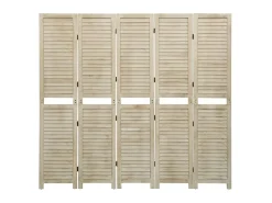 Biombo de 5 paneles de madera maciza de paulownia 175x165 cm ES877770 Marru00f3n