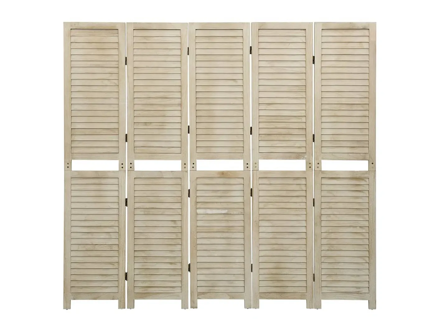Biombo de 5 paneles de madera maciza de paulownia 175x165 cm ES877770 Marru00f3n