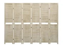 Clearance Biombo de 6 paneles de madera maciza de paulownia 210x165 cm ES828133 Marru00f3n