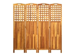 Biombo-Biombo de 4 paneles madera maciza de acacia 121x2x120 cm ES339396 Marru00f3n