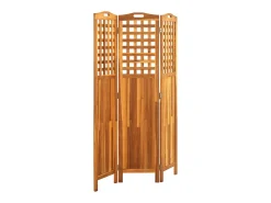 Sale Biombo de 3 paneles madera maciza de acacia 121x2x170 cm ES254018 Marru00f3n