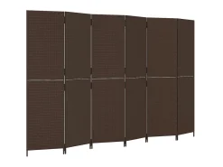 Clearance Biombo de 6 paneles ratán sintético marrón ES113272 Marru00f3n