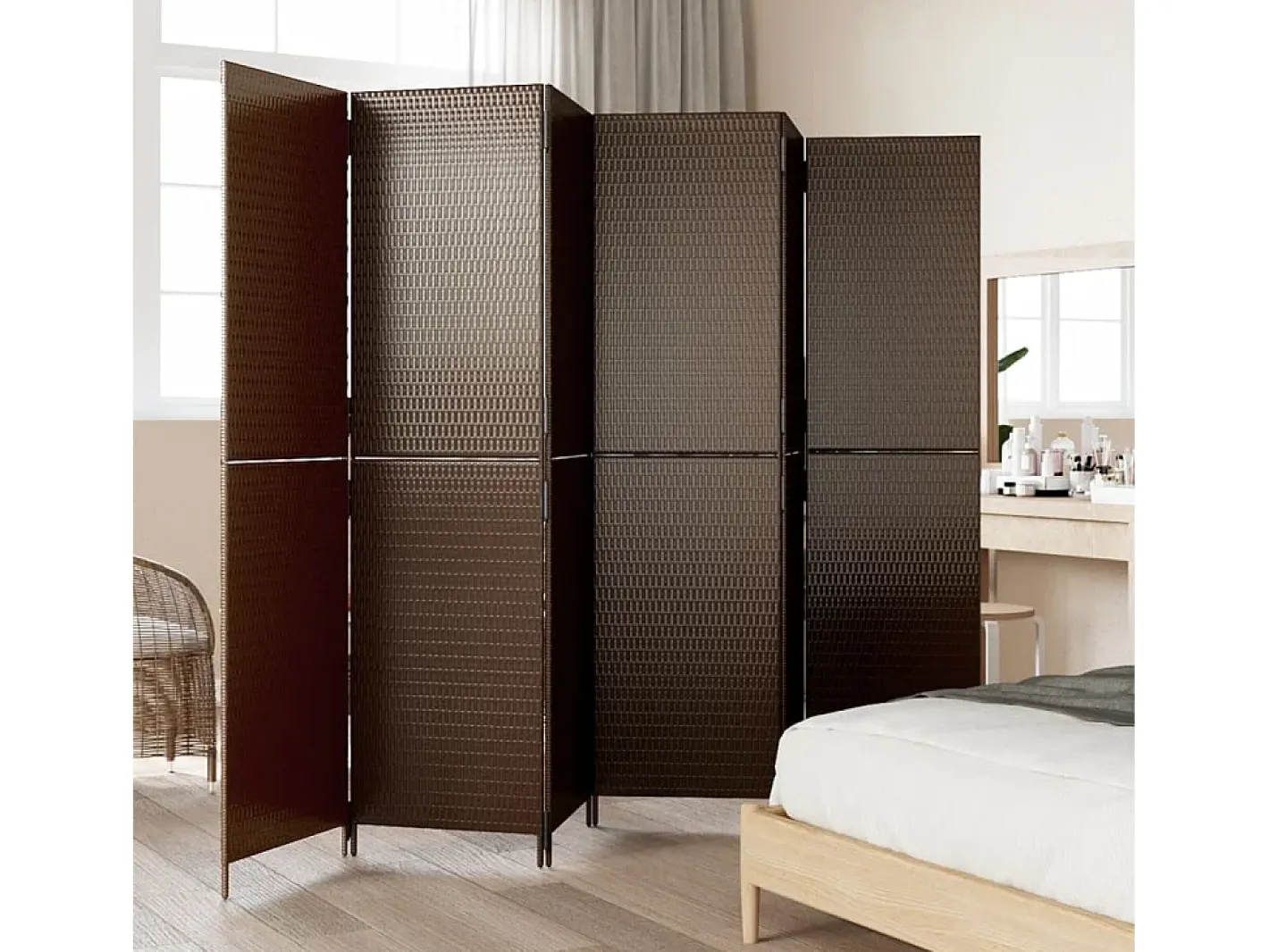 Clearance Biombo de 6 paneles ratán sintético marrón ES113272 Marru00f3n
