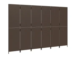 Clearance Biombo de 6 paneles ratán sintético marrón ES113272 Marru00f3n