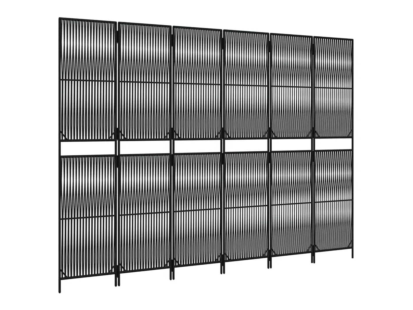 Biombo de 6 paneles ratán sintético ES159809 Negro Clearance