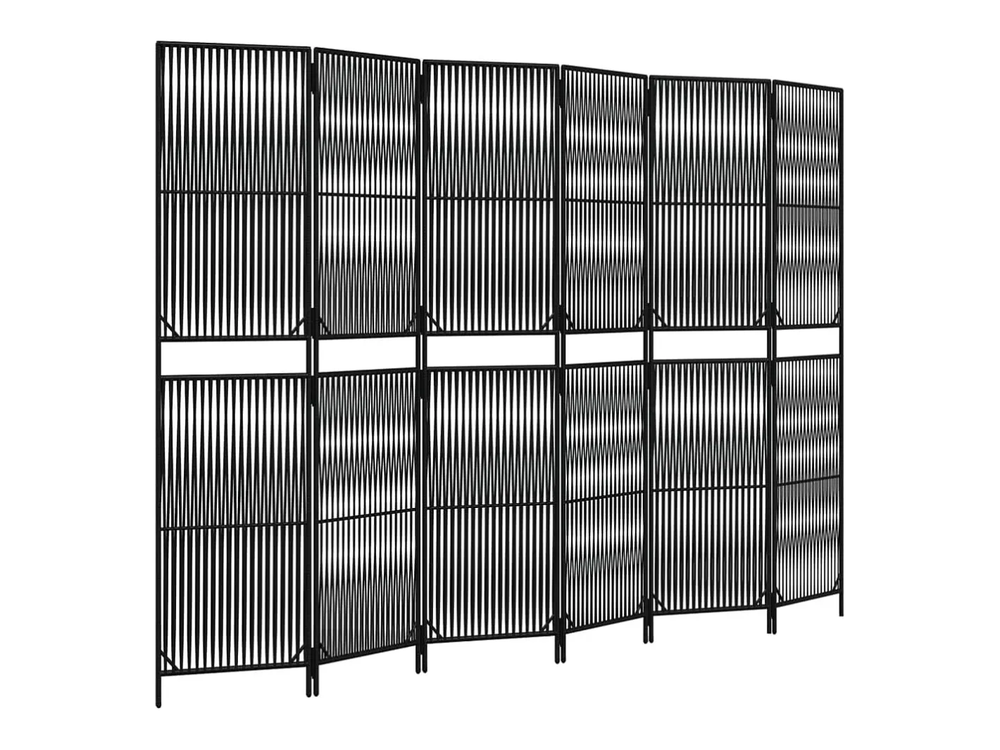 Biombo de 6 paneles ratán sintético ES159809 Negro Clearance
