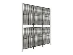 Biombo-Biombo de 3 paneles ratán sintético ES845291 Gris