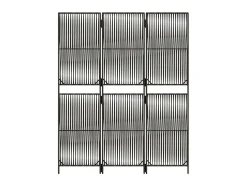 Biombo-Biombo de 3 paneles ratán sintético ES845291 Gris