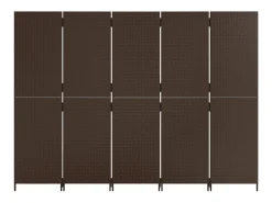 Outlet Biombo de 5 paneles ratán sintético marrón ES923078 Marru00f3n
