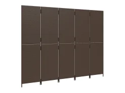 Outlet Biombo de 5 paneles ratán sintético marrón ES923078 Marru00f3n