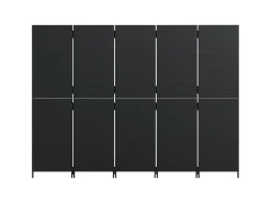 Biombo-Biombo de 5 paneles ratán sintético ES793721 Negro