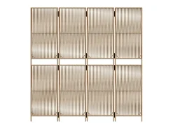 Biombo-Biombo de 4 paneles ratán sintético ES964766 Beige