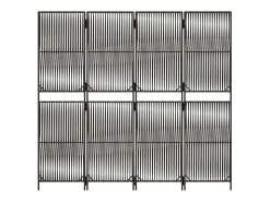 Biombo de 4 paneles ratán sintético ES525805 Gris