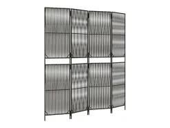 Biombo de 4 paneles ratán sintético ES377297 Gris Outlet
