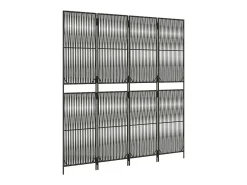 Biombo de 4 paneles ratán sintético ES377297 Gris Outlet