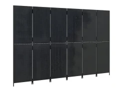 Biombo-Biombo de 6 paneles ratán sintético ES968215 Negro