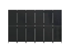 Biombo-Biombo de 6 paneles ratán sintético ES968215 Negro