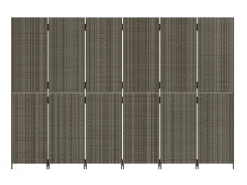 Biombo de 6 paneles ratán sintético ES282200 Gris Best