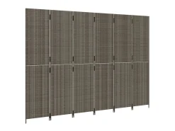 Biombo de 6 paneles ratán sintético ES282200 Gris Best