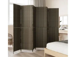 Biombo de 6 paneles ratán sintético ES282200 Gris Best